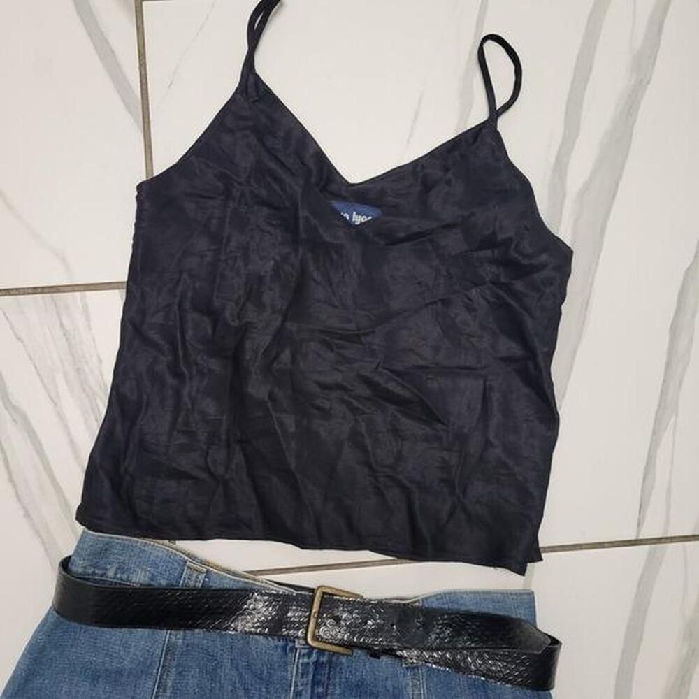 Vintage 80s Black Fitted Cami Top Minimalist Going Out